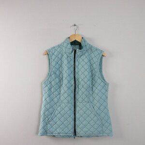 Cut Loose Women Parachute Vest M Green Zip Front Quilted Lightweight Travel 348